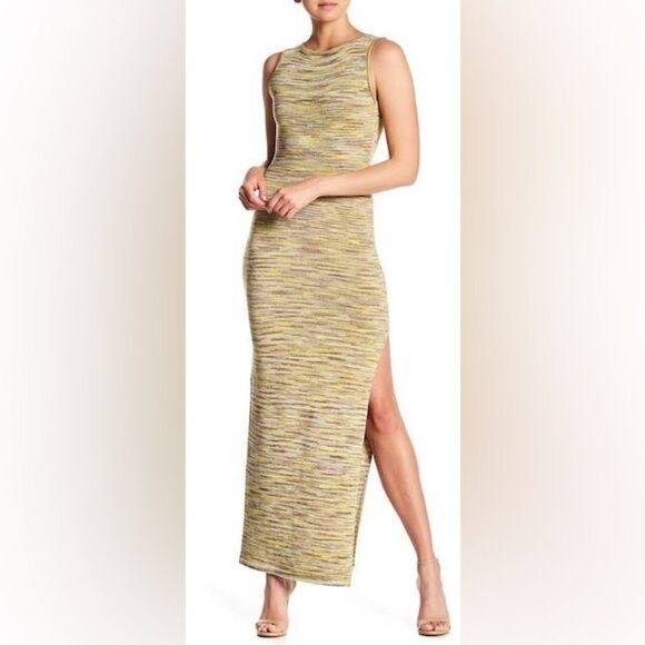 NWT Vertigo Knit Maxi Orange Pink Sweater Dress Bodycon Size L - Picture 5 of 11